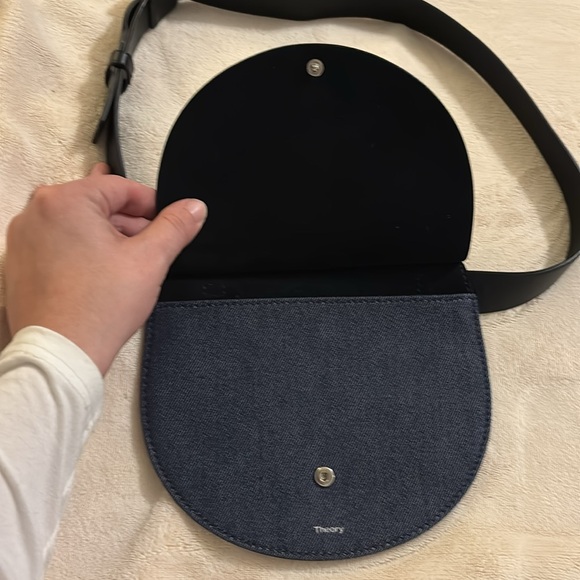 Theory Post Saddle Leather and Denim Waist/Hip/Belt Bag - Picture 4 of 13